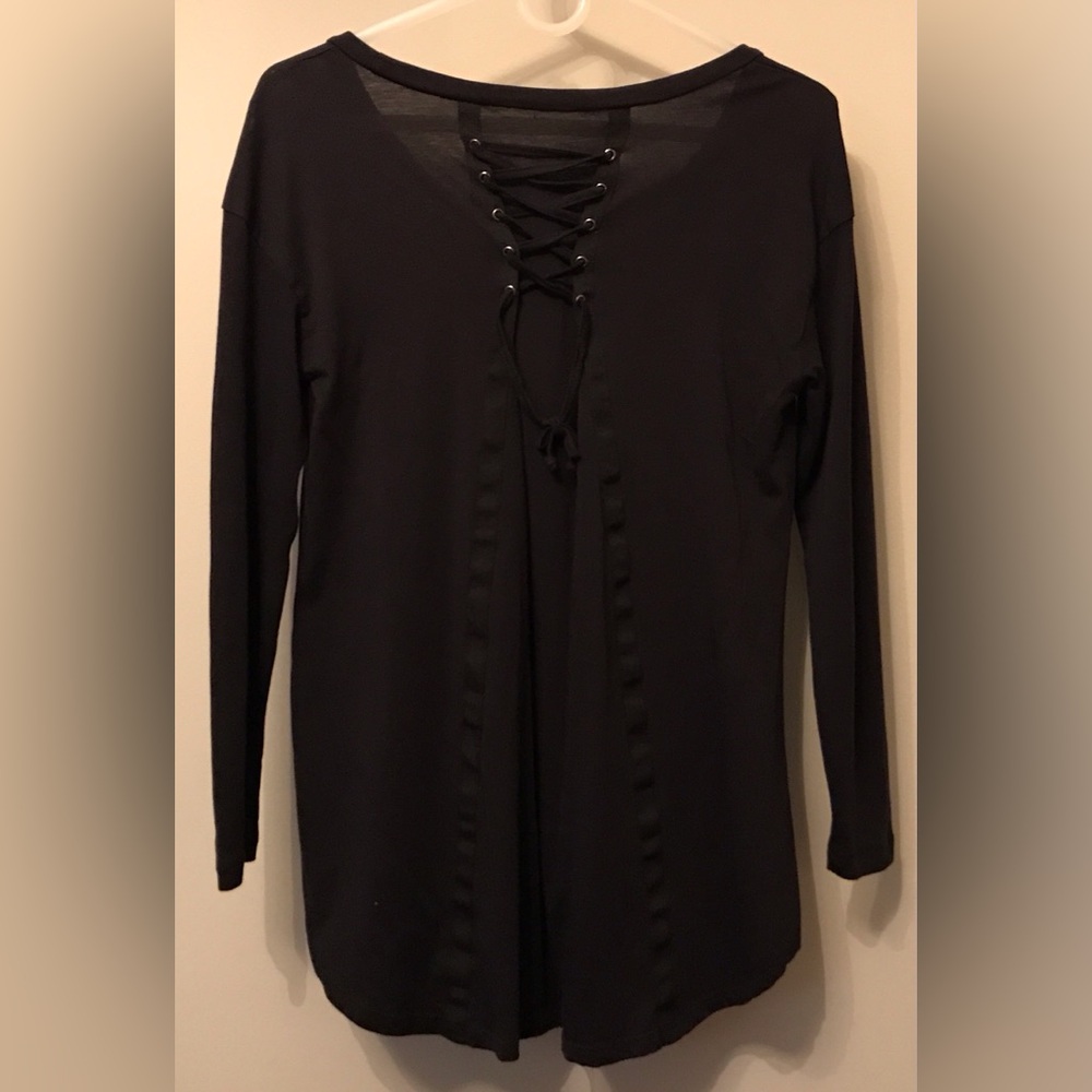 Elegant Black Lace-Up Dress